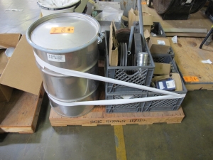 LOT TO INCLUDE: MISC. SS DRUM, SPRING NUTS, MOUNTING BRACKETS, FILTER WITH MISC STL PARTS. LOADING & HANDLING FEE $15-4032